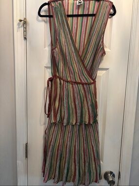 Missoni Sleeveless Multicolor Striped Wrap Dress